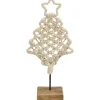 Deko-Tanne aus Makramee-Mangoholz 24 cm Beige-Natur
