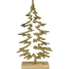 Deko-Tanne Offen aus Aluminium/Mangoholz 29 cm Gold-Natur