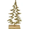 Deko-Tanne Offen aus Aluminium/Mangoholz 22 cm Gold-Natur