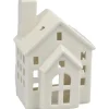 Deko-Teelichthalter Haus Keramik 14 cm Weiß