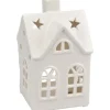 Deko-Teelichthalter Haus Keramik 15 cm Weiß