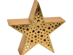 Deko-Teelichthalter Stern aus Metall 25 cm Gold