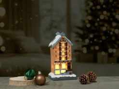 Deko-Weihnachtshaus mit LED-Beleuchtung 4-fach sortiert