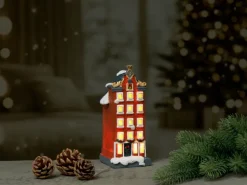 Deko-Weihnachtshaus mit LED-Beleuchtung 4-fach sortiert