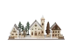 Deko-Weihnachtsszenerie mit LED Pappelholz Weiß-Natur 2-fach Sortiert