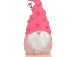 Deko-Wichtel mit Glöckchen aus Textil 30 cm Rose