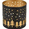 Deko-Windlicht aus Metall Ø 10 cm Schwarz-Gold