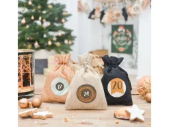 DuneDesign DIY Adventskalender Zum Selbst Befüllen 24 Geschenk-Säckchen Braun