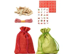 DuneDesign DIY Adventskalender Zum Selbst Befüllen 24 Geschenk-Säckchen Rot