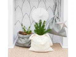 DuneDesign 6er Set Nordic Geschenk Stoffbeutel 32 x 32 cm für Weihnachten