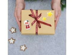 DuneDesign 2er Set Weihnachts Geschenkbeutel 32 x 32 cm mit 100 Aufklebern