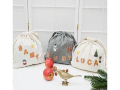 DuneDesign 6er Set Weihnachts Geschenkbeutel 32 x 32 cm mit 300 Aufklebern