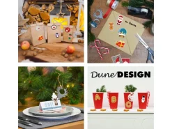 DuneDesign 6er Set Weihnachts Geschenkbeutel 32 x 32 cm mit 300 Aufklebern