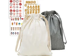 DuneDesign 4er Set Weihnachts Geschenkbeutel 32 x 32 cm mit 200 Aufklebern