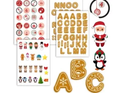 DuneDesign 4er Set Weihnachts Geschenkbeutel 32 x 32 cm mit 200 Aufklebern