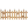 ECD Germany Deko Holz Zaun mit LED in Natur 98 x 39 cm mit Vogelhäuschen Mini