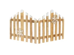 ECD Germany Deko Holz Zaun Natur 30 LED Warmweiß 77x38 cm