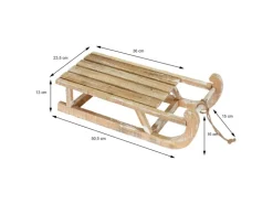 ECD Germany Deko Schlitten aus Holz 50,5 cm Braun Natur mit LED Weihnachtsdeko