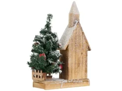 ECD Germany Dekorative Holz-Weihnachtshaus LED-Beleuchtung 27x11x44 cm