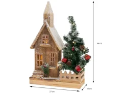 ECD Germany Dekorative Holz-Weihnachtshaus LED-Beleuchtung 27x11x44 cm