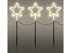 ECD Germany 3er Set Gartenstecker Stern H58 cm Außen für Weihnachten
