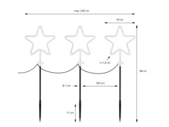 ECD Germany 3er Set Gartenstecker Stern H58 cm Außen für Weihnachten