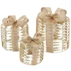 ECD Germany 3Er Set LED Geschenkboxen mit 135 Warmweißen LEDs Gold