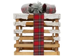 ECD Germany 3Er Set LED Geschenkboxen Braun Holz Geschneit mit Timer