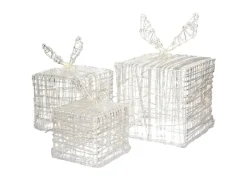 ECD Germany 3Er Set LED Geschenkboxen 90LEDs Warmweiß Metall Strombetrieben IP44