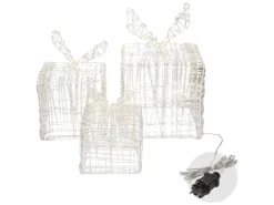 ECD Germany 3Er Set LED Geschenkboxen 90LEDs Warmweiß Metall Strombetrieben IP44