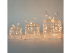 ECD Germany 3Er Set LED Geschenkboxen 90LEDs Warmweiß Metall Strombetrieben IP44