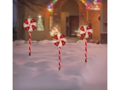 ECD Germany 3Er Set LED Lollipop-Weihnachtsweg Aussen 60 LED 3m 8 Modi