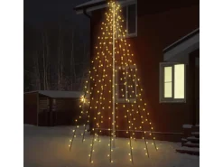 ECD Germany Fahnenmast Lichterkette 10 Stränge 8 Meter 360 LED Warmweiß IP44