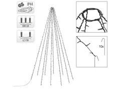 ECD Germany Fahnenmast Lichterkette 10 Stränge 8 Meter 360 LED Warmweiß IP44