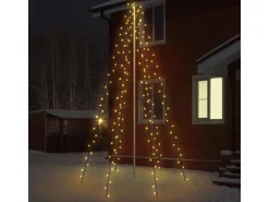 ECD Germany Fahnenmast Lichterkette 6 Stränge 2,08 Meter 192 LED Warmweiß IP44