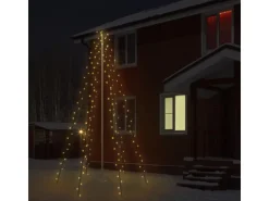 ECD Germany Fahnenmast Lichterkette 6 Stränge 2,08 Meter 192 LED Warmweiß IP44