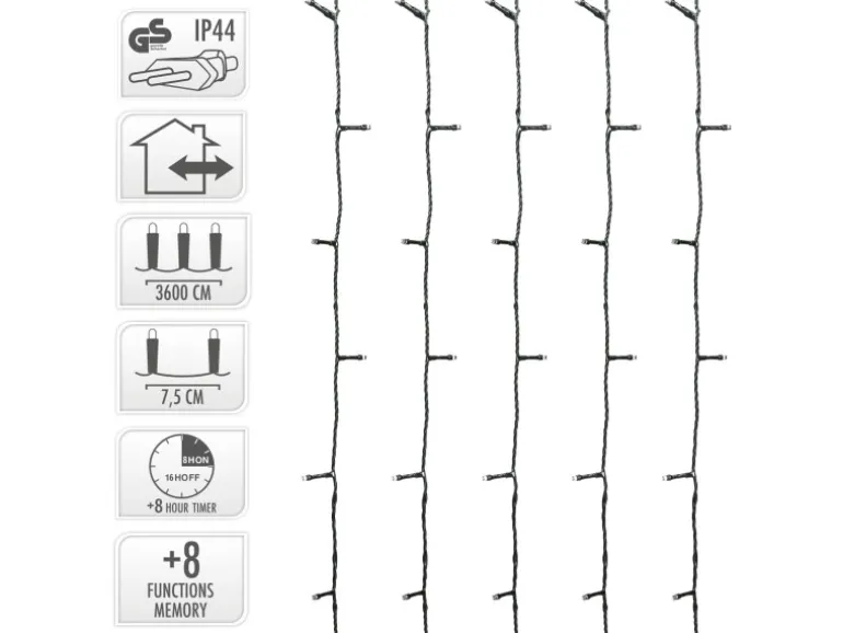 ECD Germany LED Cluster Lichterkette 36m 480LED Kaltweiß Timer 8 Modi