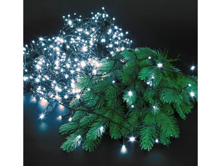 ECD Germany LED Cluster Lichterkette 36m 480LED Kaltweiß Timer 8 Modi