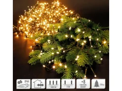 ECD Germany LED Cluster Lichterkette 14m 700 LEDs Extra Warmweiß 8 Modi IP44