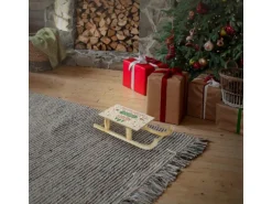 ECD Germany LED Deko Schlitten aus Holz mit LED 42x16 cm Natur-Braun