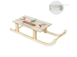 ECD Germany LED Deko Schlitten aus Holz mit 60 LEDs 60x21x13,5cm Braun