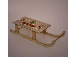 ECD Germany LED Deko Schlitten aus Holz mit 60 LEDs 60x21x13,5cm Braun