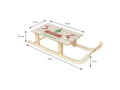 ECD Germany LED Deko Schlitten aus Holz mit 60 LEDs 60x21x13,5cm Braun