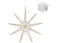 ECD Germany LED Deko Weihnachtsstern 30 Warmweiß LED 30cm Gold Batteriebetrieben