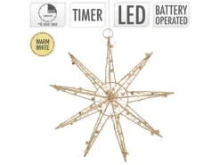 ECD Germany LED Deko Weihnachtsstern 30 cm mit 30 Warmweißen LEDs Gold
