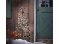 ECD Germany LED Gartenstecker Weihnachtsbaum 87cm 90 LEDs Warmweiß 6 Std Timer