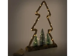 ECD Germany LED Jute Baum mit LED-Beleuchtung mit Timer 35x6,5x45 cm