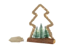 ECD Germany LED Jute Baum mit LED-Beleuchtung mit Timer 23x6,5x30 cm