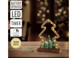 ECD Germany LED Jute Baum mit LED-Beleuchtung mit Timer 23x6,5x30 cm