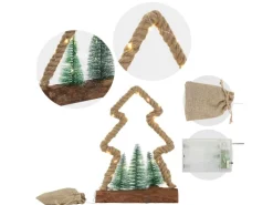 ECD Germany LED Jute Baum mit LED-Beleuchtung mit Timer 23x6,5x30 cm